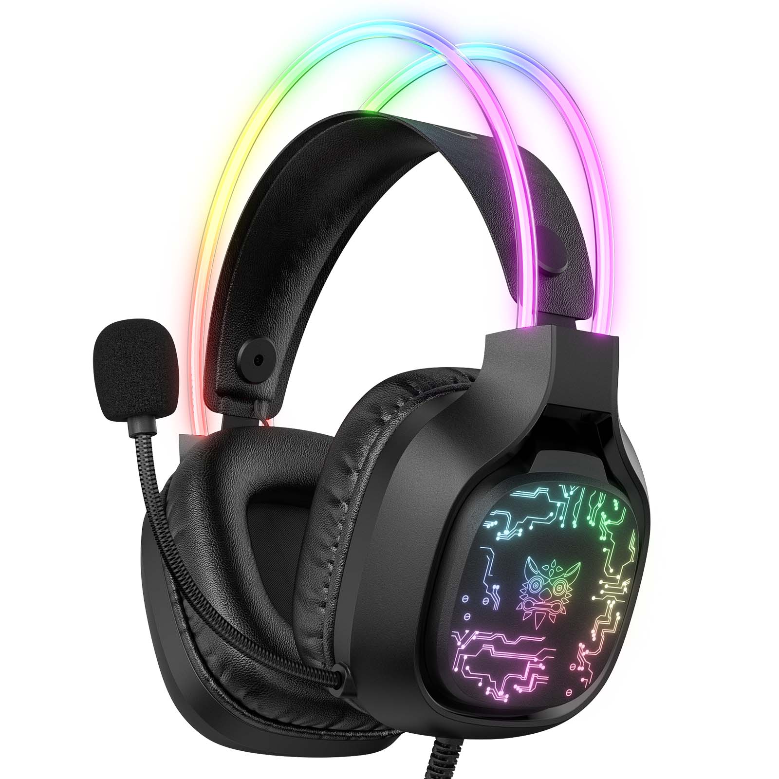 ONIKUMA X22 USB + 3.5mm Cool RGB Dynamic Light Wired Gaming Headset with Mic, Cable 1.8m - Image 7