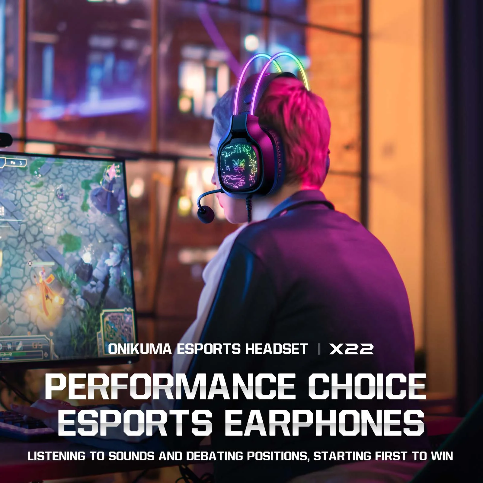 ONIKUMA X22 USB + 3.5mm Cool RGB Dynamic Light Wired Gaming Headset with Mic, Cable 1.8m - Image 8