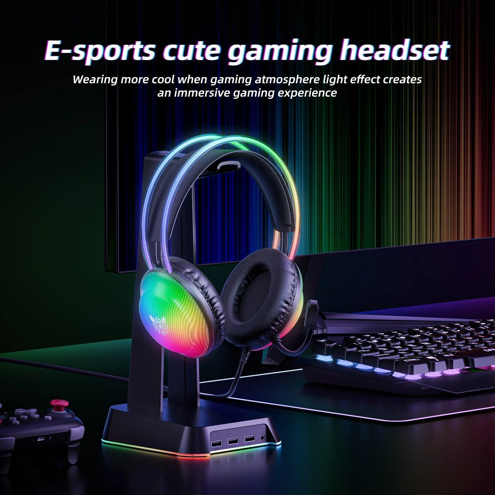 ONIKUMA X29 RGB Dynamic Professional Gmaing Headphone Stereo Surround Sound Omnidirectional HD Mic for PC PS4 Xbox Phone - Image 3