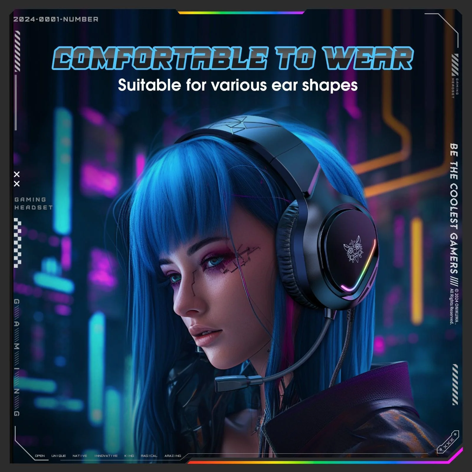 ONIKUMA X31 RGB Dynamic Professional Gmaing Headphone Stereo Surround Sound Omnidirectional HD Mic for PC PS4 Xbox Phone - Image 11
