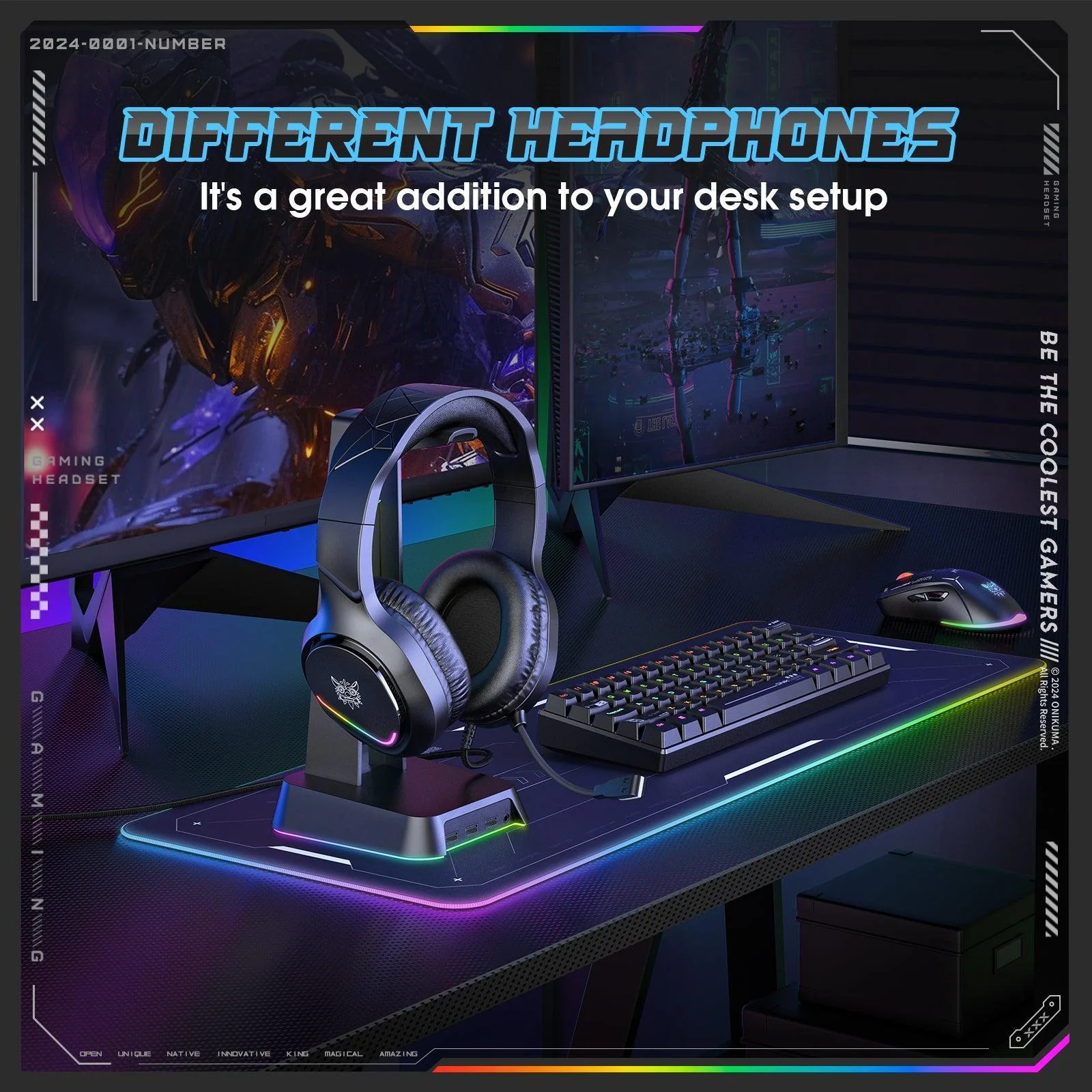 ONIKUMA X31 RGB Dynamic Professional Gmaing Headphone Stereo Surround Sound Omnidirectional HD Mic for PC PS4 Xbox Phone - Image 14