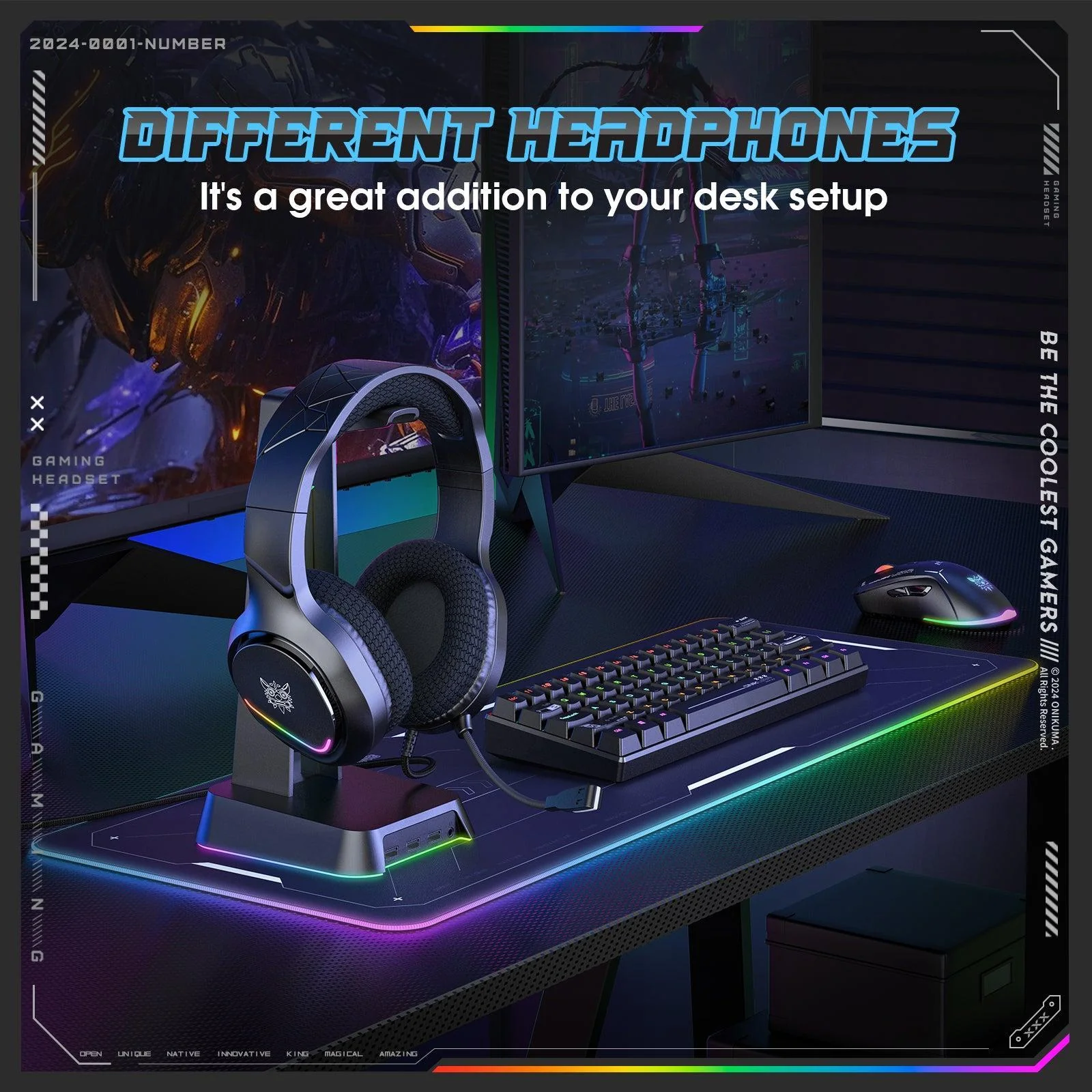 ONIKUMA X31 RGB Dynamic Professional Gmaing Headphone Stereo Surround Sound Omnidirectional HD Mic for PC PS4 Xbox Phone - Image 5