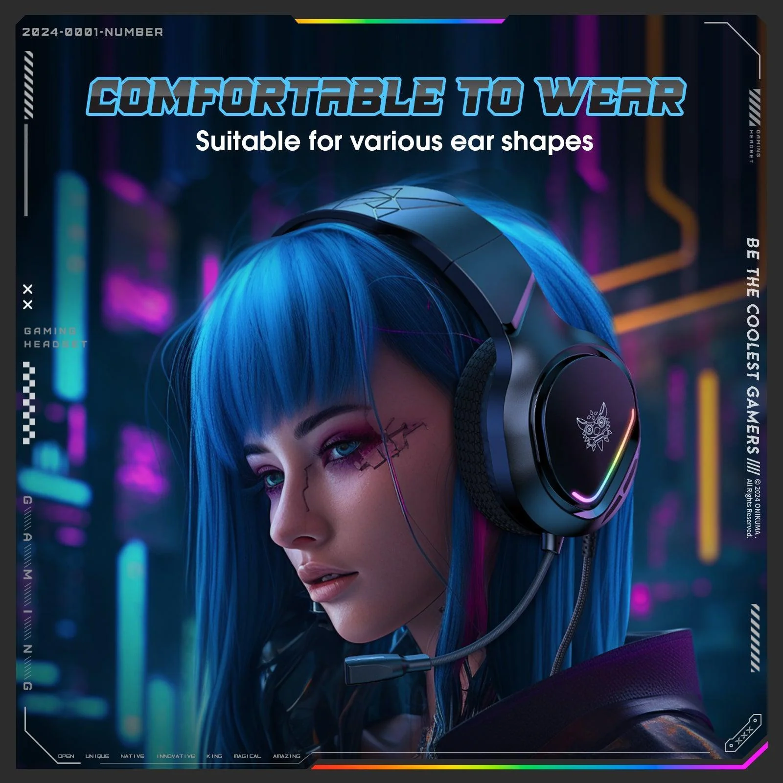 ONIKUMA X31 RGB Dynamic Professional Gmaing Headphone Stereo Surround Sound Omnidirectional HD Mic for PC PS4 Xbox Phone - Image 7
