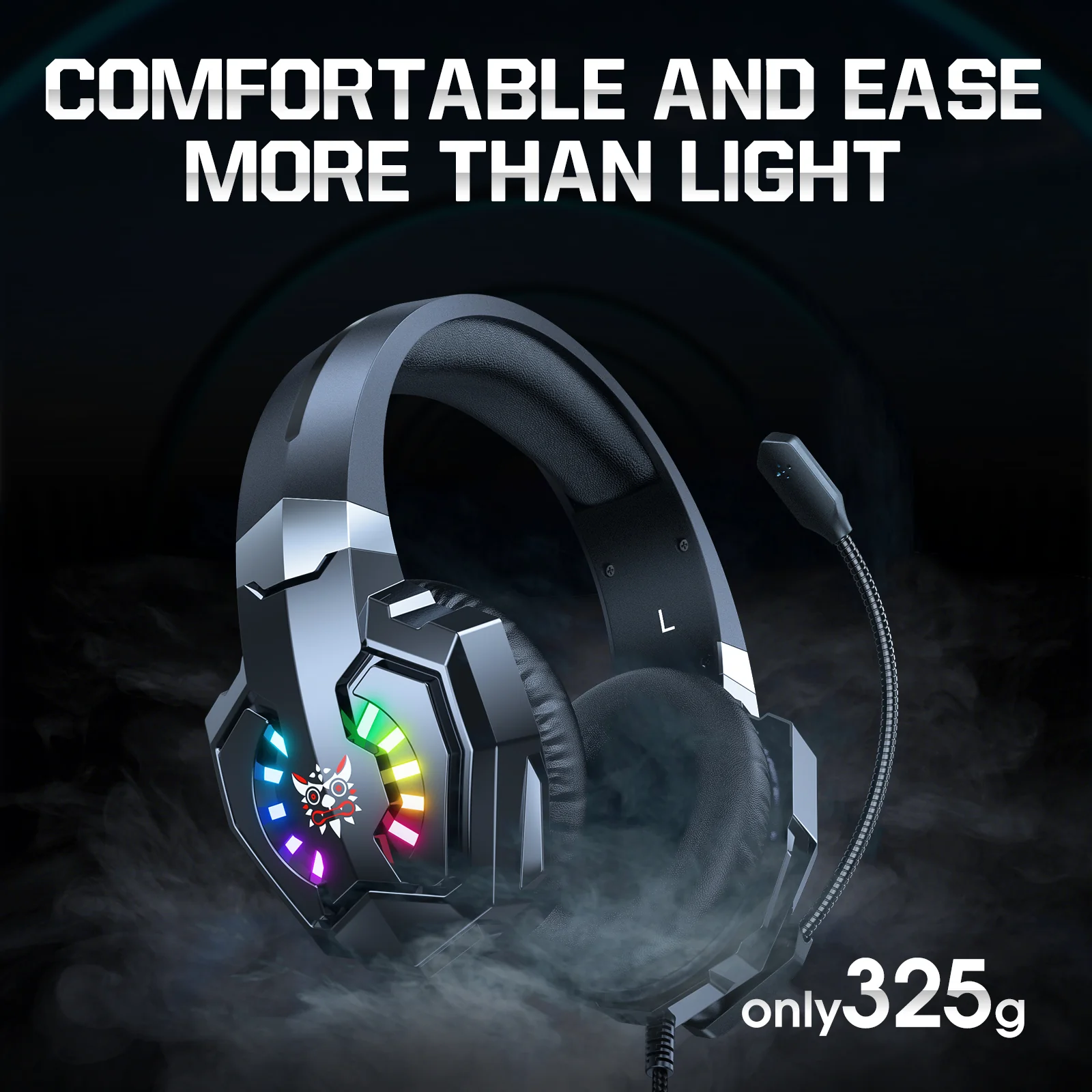 ONIKUMA X32 Wearable Wired Gaming Headset with Flexible Mic LED Lights, Dynamic RGB Lighting Effect - Image 5