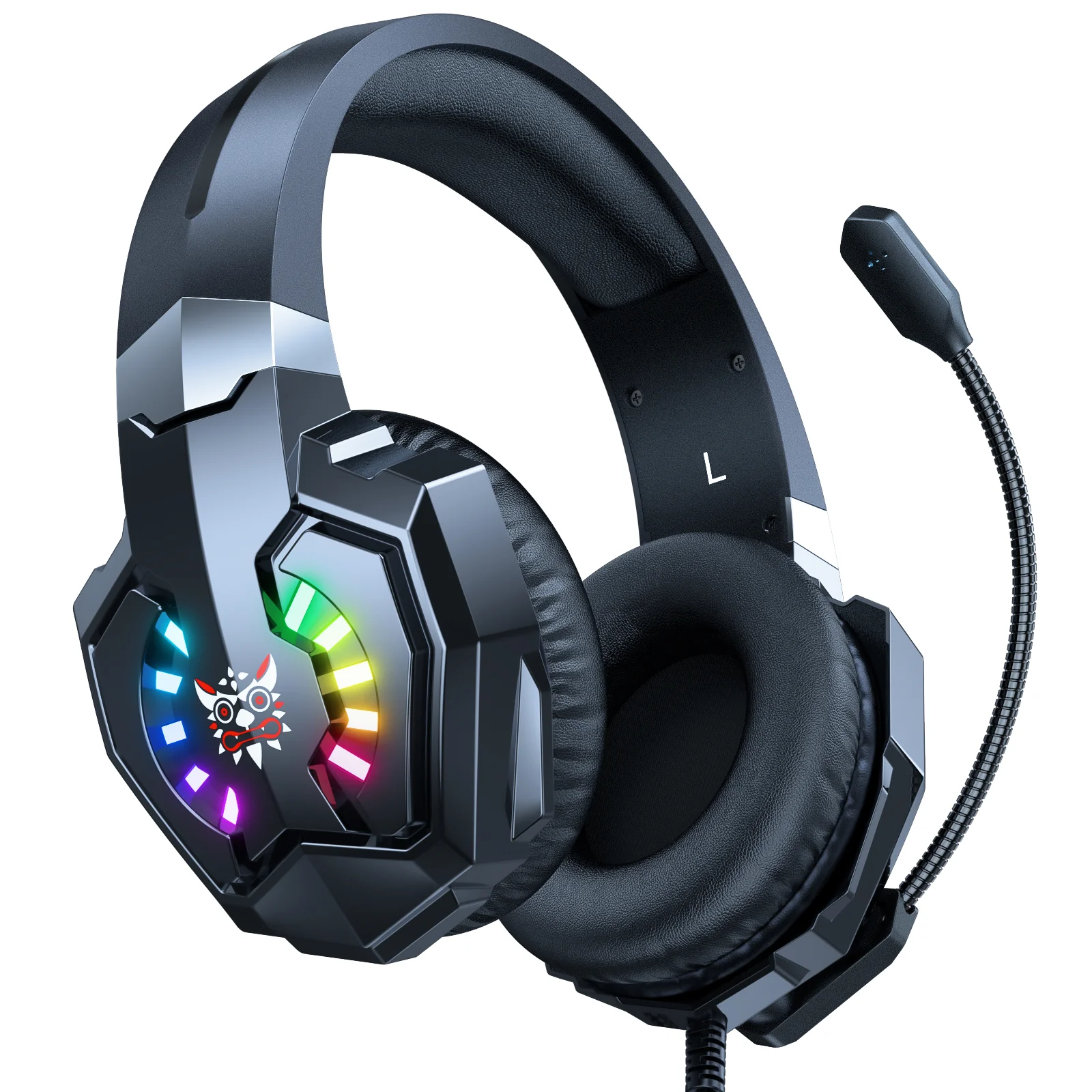 ONIKUMA X32 Wearable Wired Gaming Headset with Flexible Mic LED Lights, Dynamic RGB Lighting Effect - Image 7