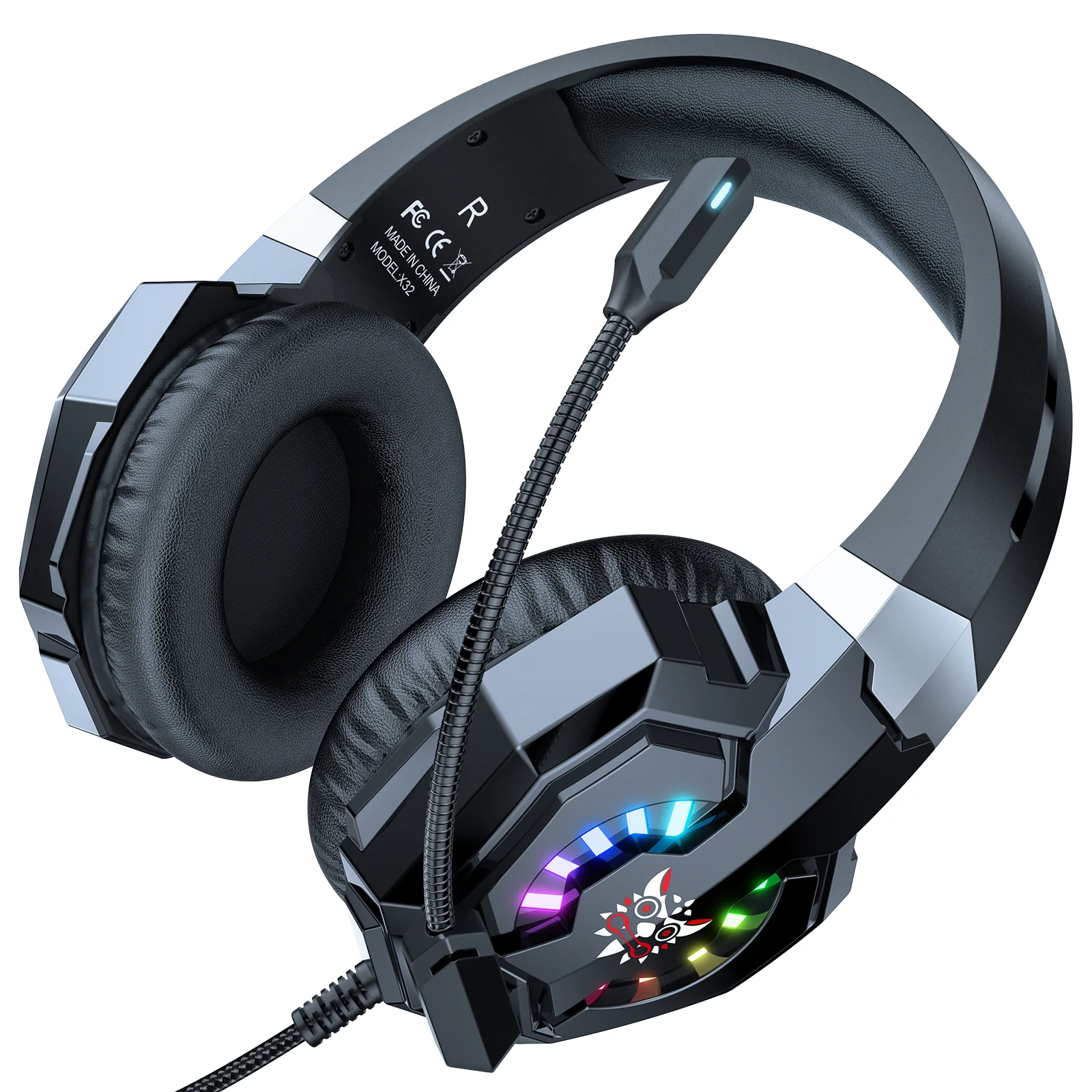 ONIKUMA X32 Wearable Wired Gaming Headset with Flexible Mic LED Lights, Dynamic RGB Lighting Effect - Image 9