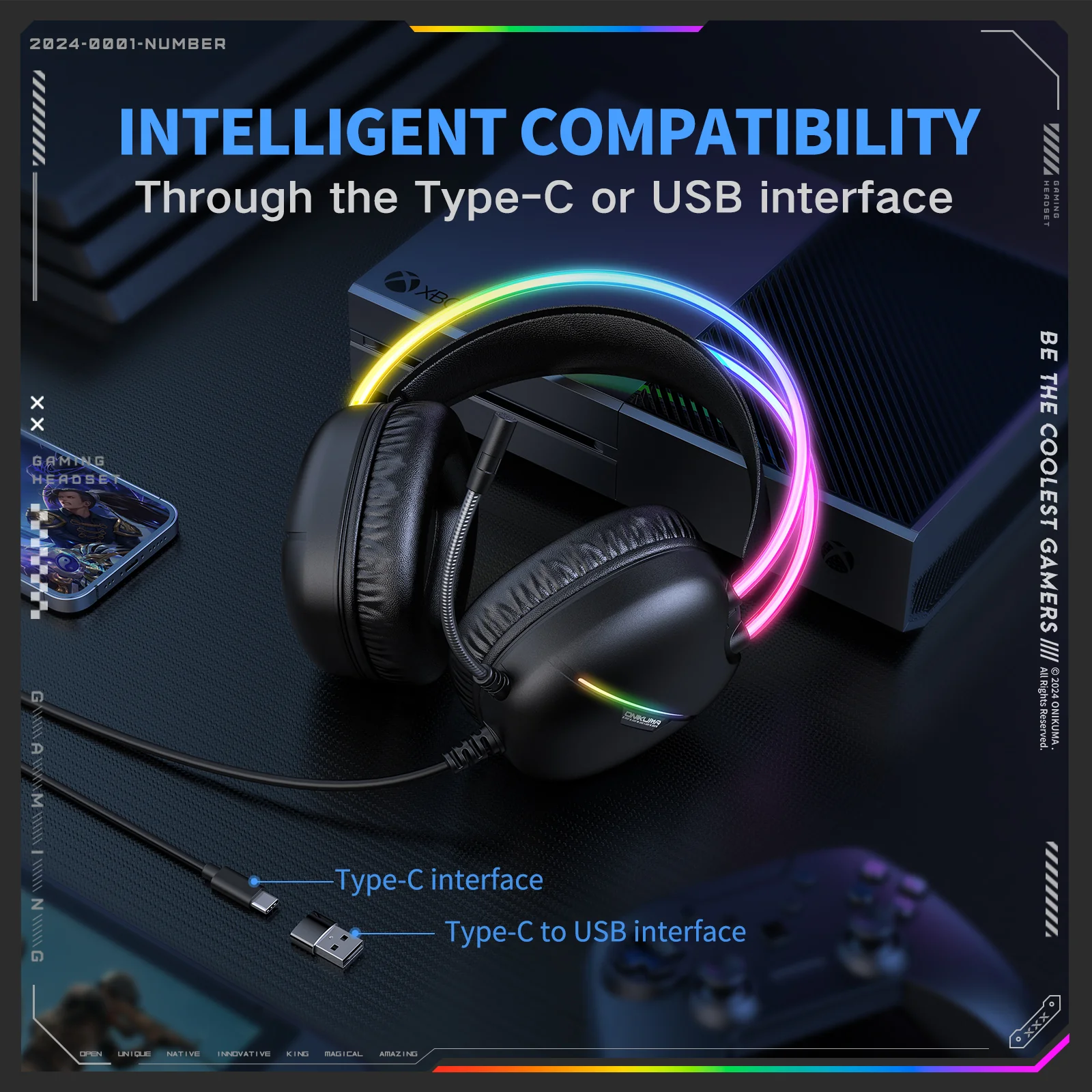ONIKUMA X33 Gaming Headset Muli-device Compatible Intelligent Compatibility - Image 16