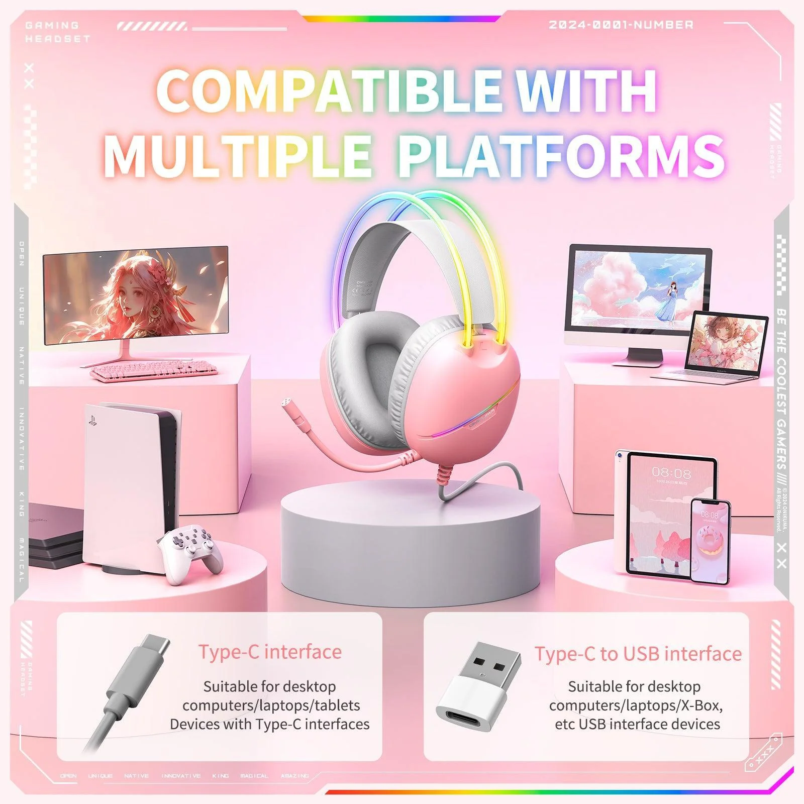 ONIKUMA X33 Gaming Headset Muli-device Compatible Intelligent Compatibility - Image 7