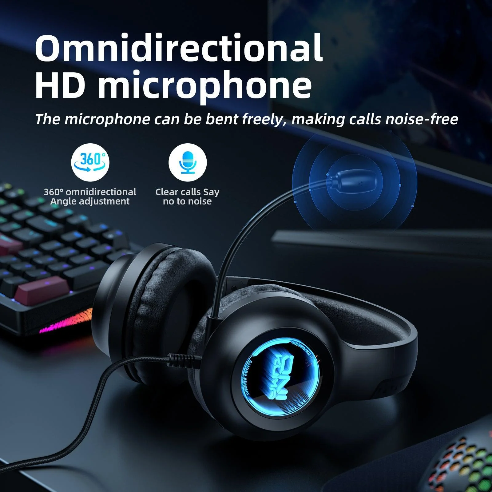 ONIKUMA X36 Gaming Headset Abyss Flow Light Effect Comfortable to Wear Sound Recognition - Image 3