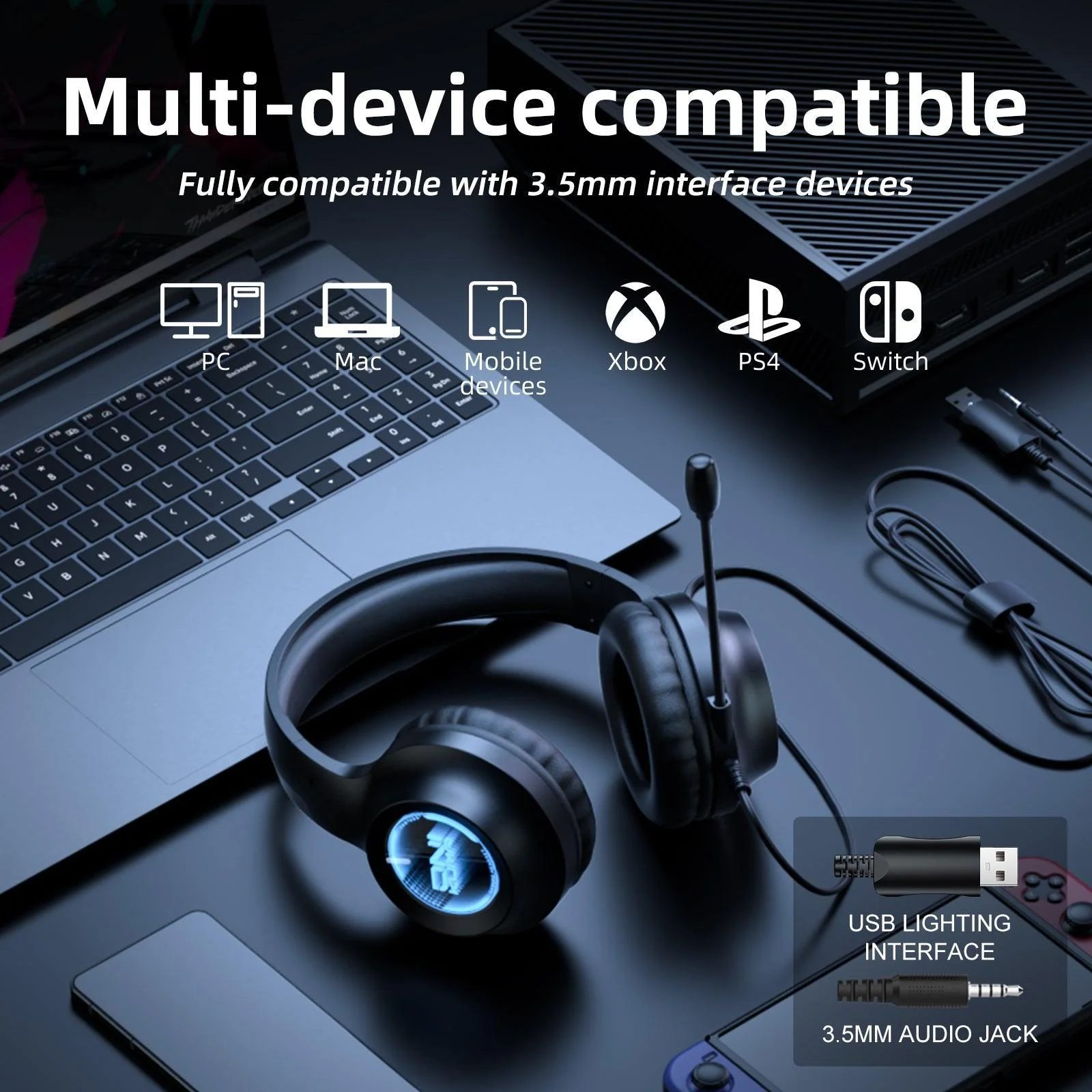 ONIKUMA X36 Gaming Headset Abyss Flow Light Effect Comfortable to Wear Sound Recognition - Image 5