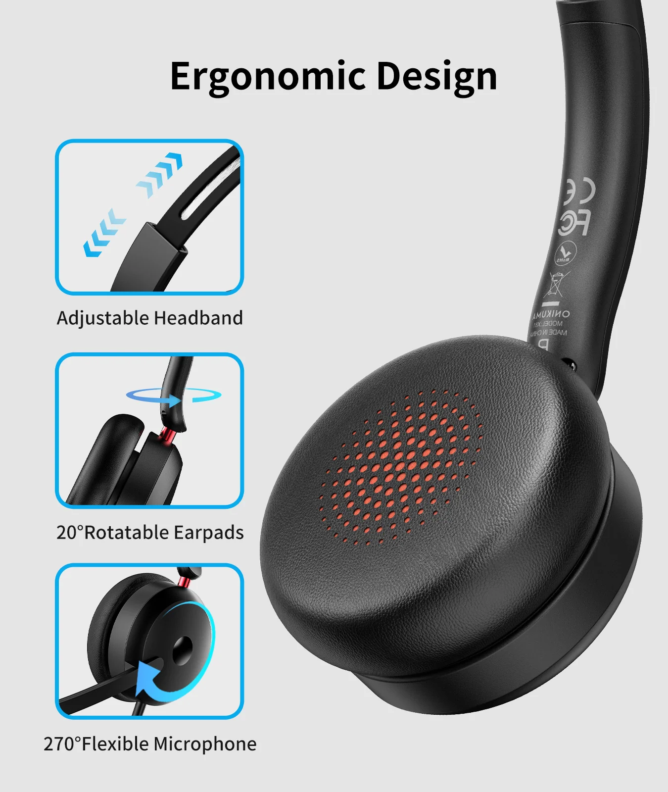ONIKUMA X81 USB Headset with Noise-Canceling Mic & Multi-Connectivity - Image 2