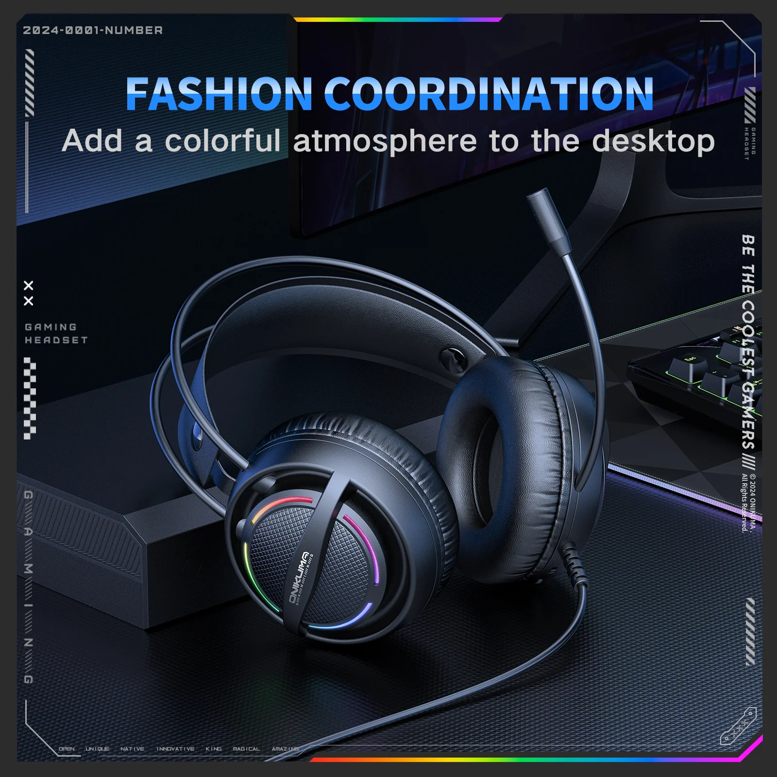 ONIKUMA X88 RGB Gaming Headset - 50mm Drivers, 360° Rotatable Mic & Comfortable Earmuffs - Image 5