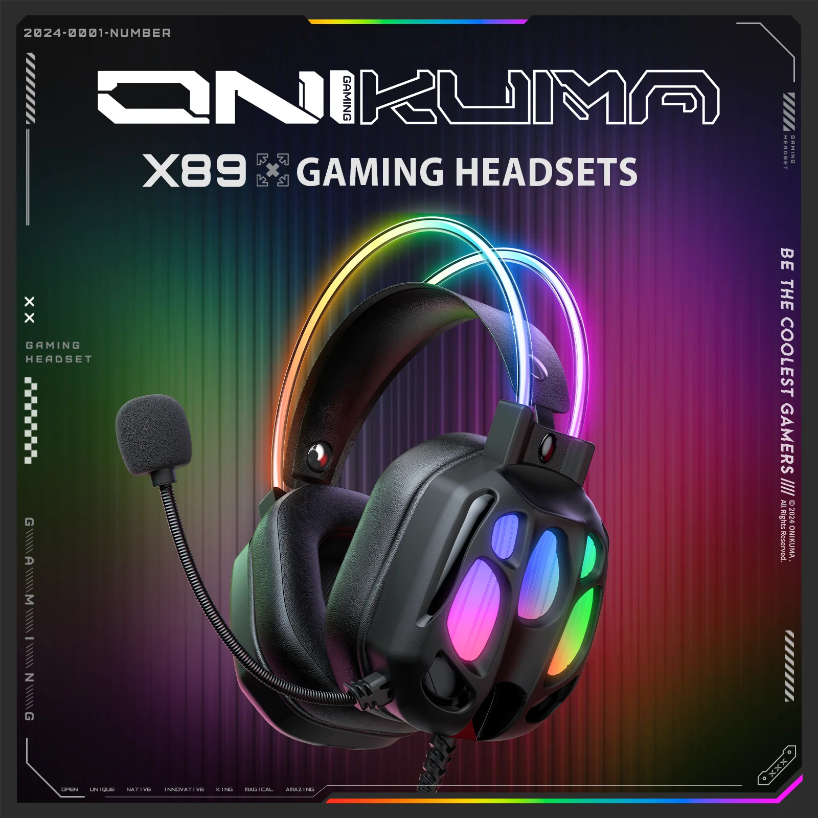 ONIKUMA X88 RGB Gaming Headset - 50mm Drivers, 360° Rotatable Mic & Comfortable Earmuffs - Image 9