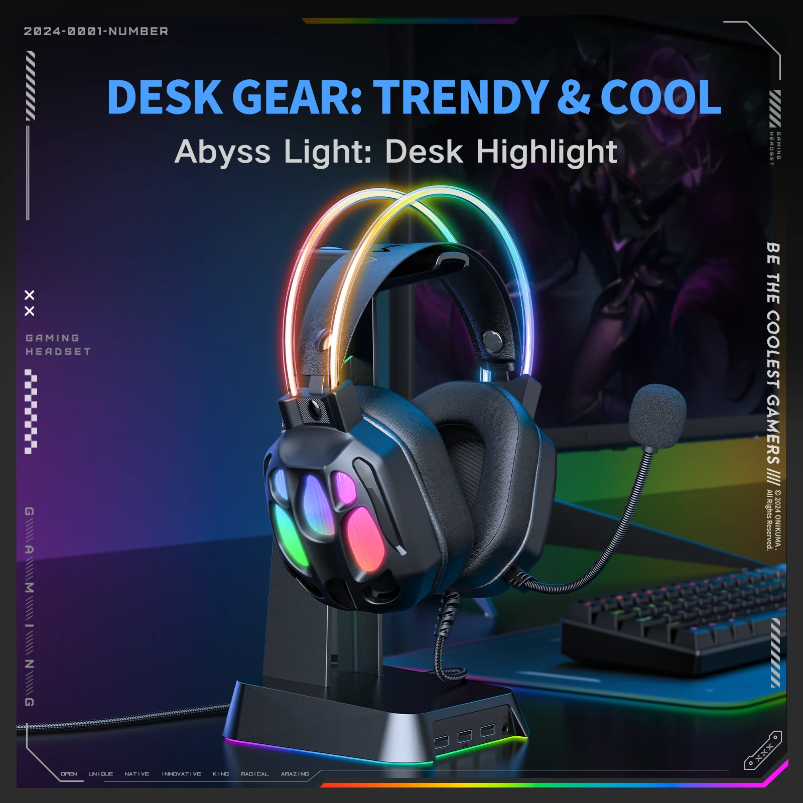 ONIKUMA X88 RGB Gaming Headset - 50mm Drivers, 360° Rotatable Mic & Comfortable Earmuffs - Image 13