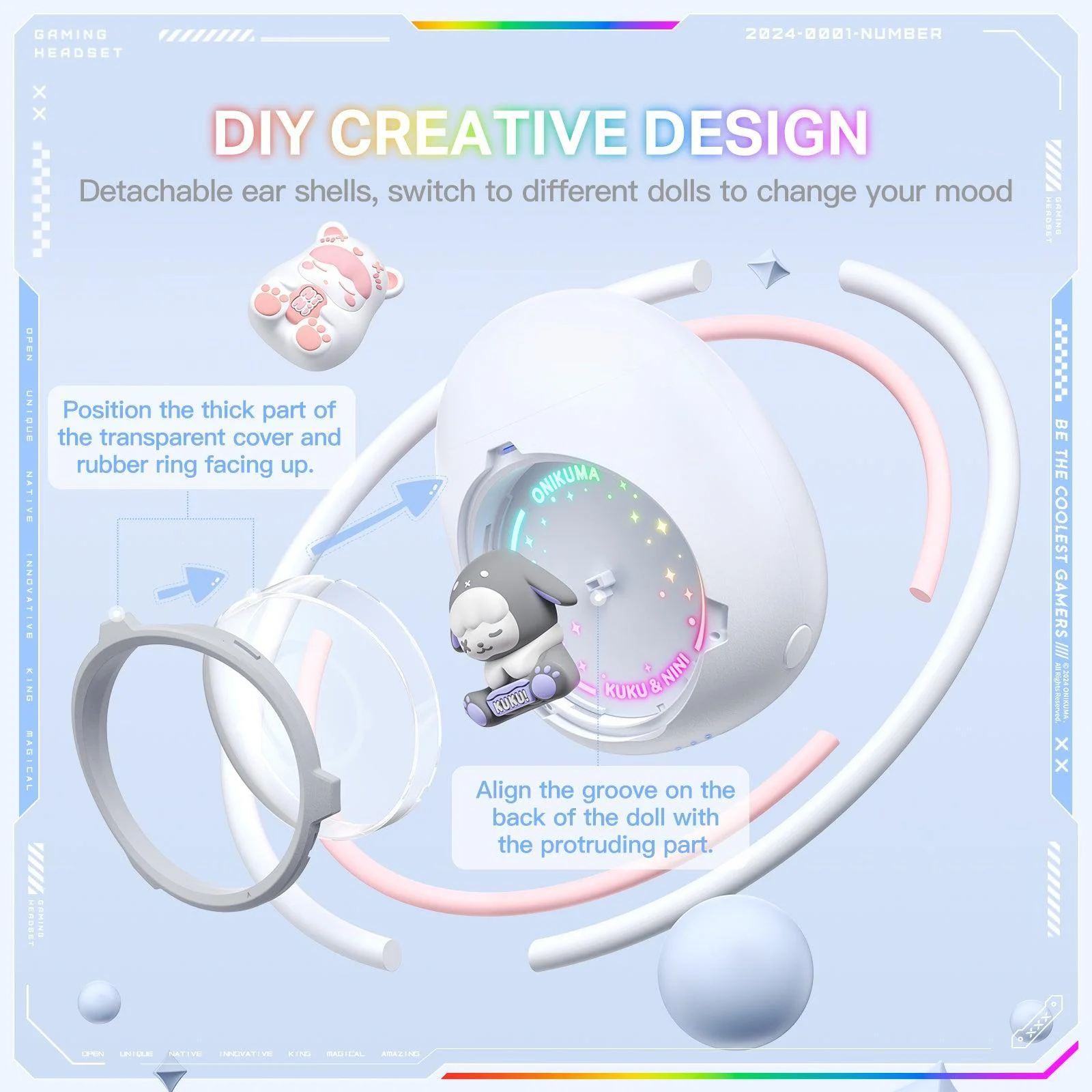 T302 Bluetooth Earphone - DIY Detachable Shells, RGB Lighting, Low-Latency Gaming & 5.3 Bluetooth - Image 11