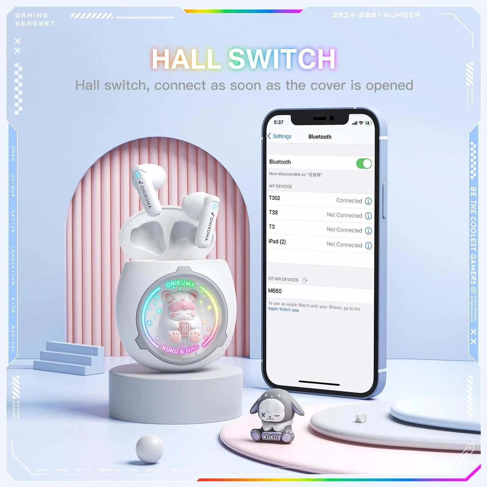 T302 Bluetooth Earphone - DIY Detachable Shells, RGB Lighting, Low-Latency Gaming & 5.3 Bluetooth - Image 12