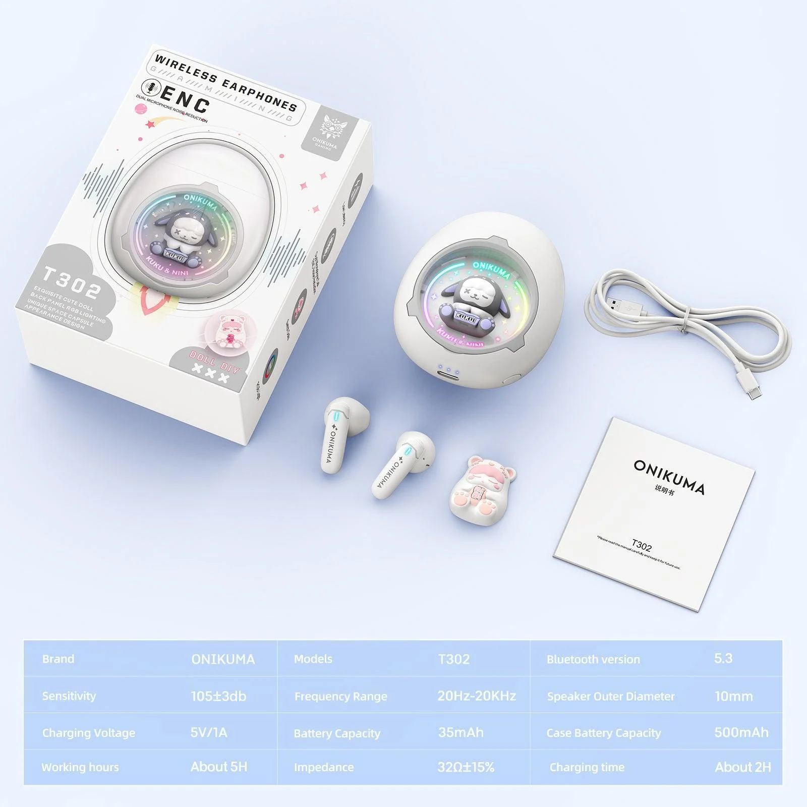T302 Bluetooth Earphone - DIY Detachable Shells, RGB Lighting, Low-Latency Gaming & 5.3 Bluetooth - Image 16
