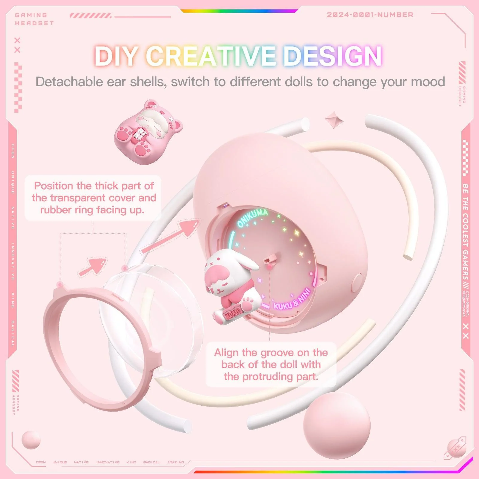 T302 Bluetooth Earphone - DIY Detachable Shells, RGB Lighting, Low-Latency Gaming & 5.3 Bluetooth - Image 2