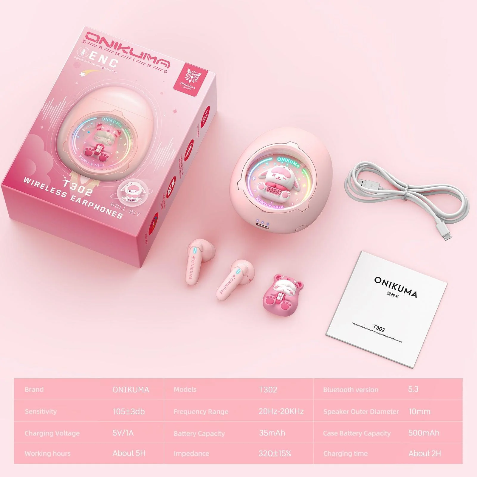 T302 Bluetooth Earphone - DIY Detachable Shells, RGB Lighting, Low-Latency Gaming & 5.3 Bluetooth - Image 8